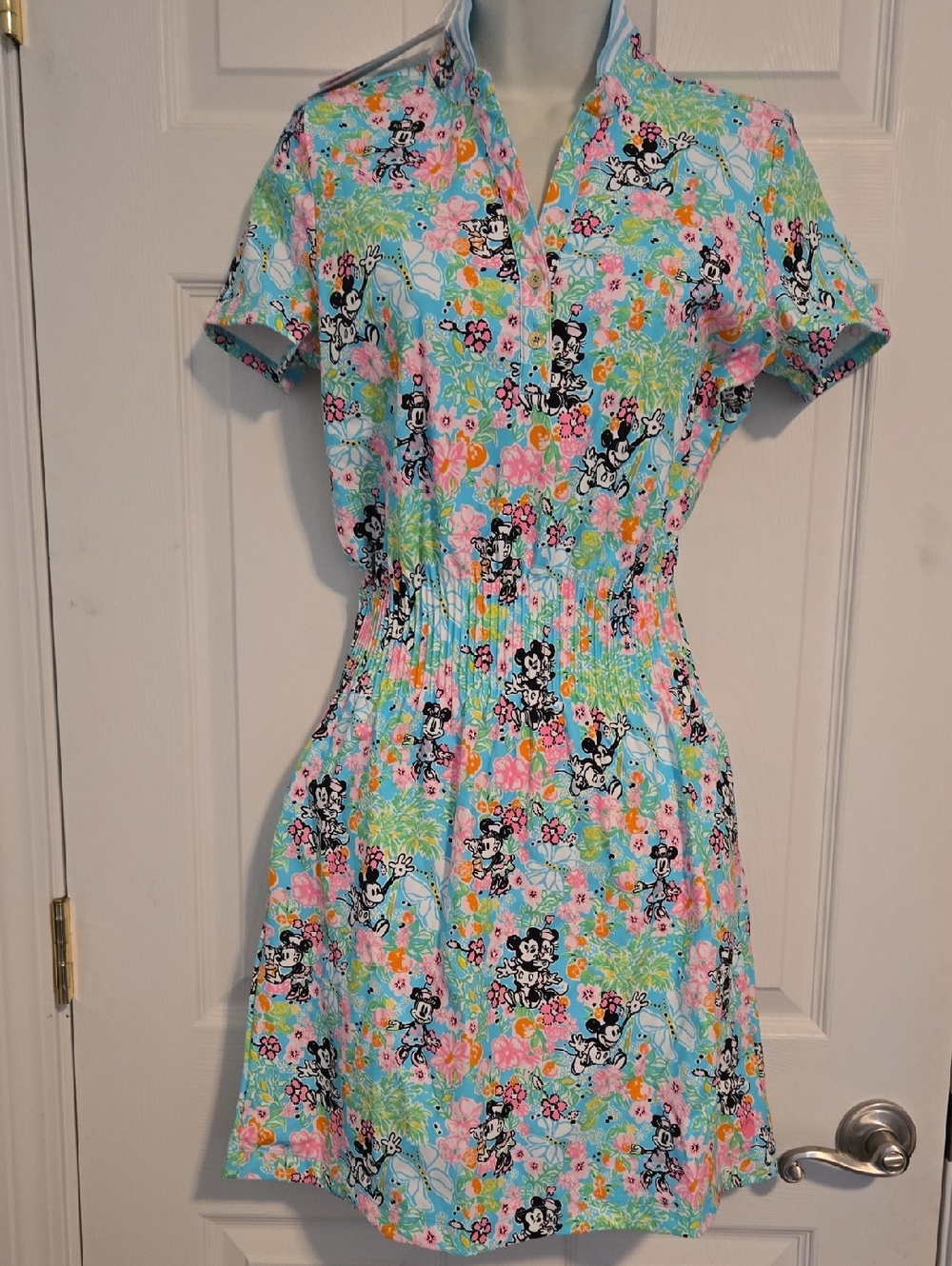 Lily Pulitzer Floral Minnie And Mickey Mouse Smocked Active Dress NWT Size Small